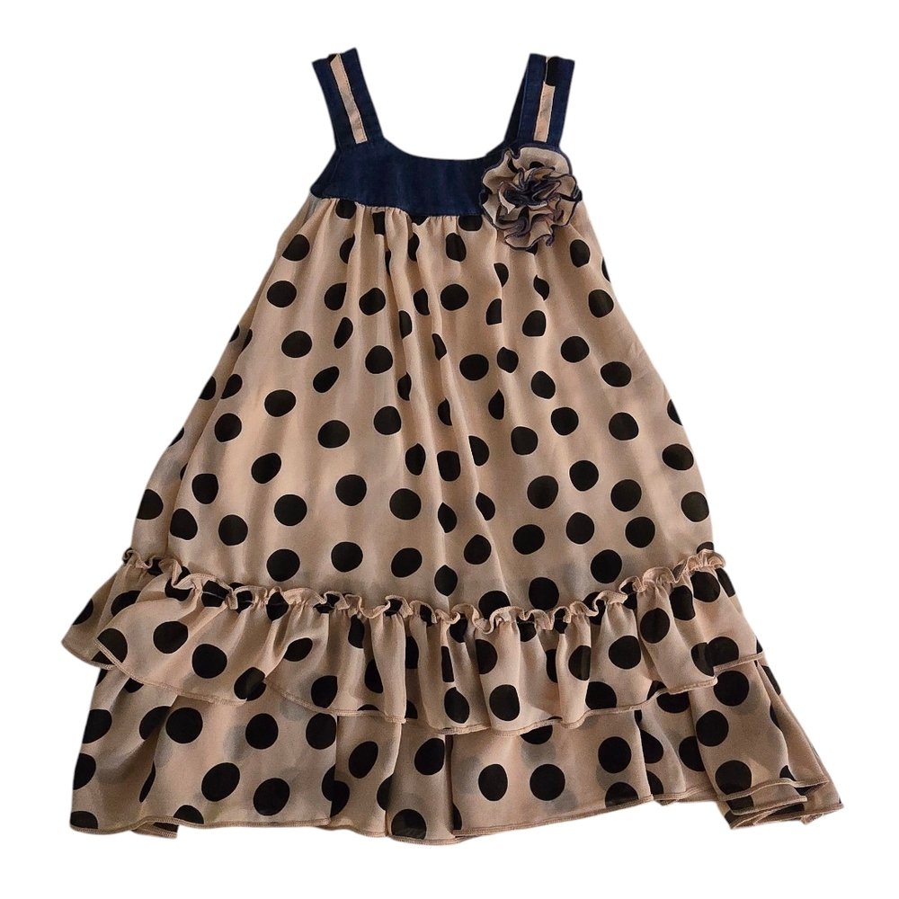 Lele For Kids Polka Dot Sleeveless Ruffled Sundress